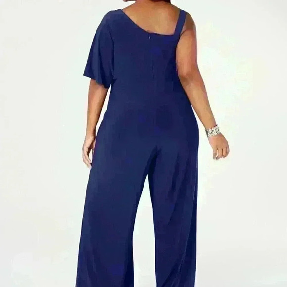 R&M Richards Womens Navy Sleeveless Wide Leg Evening Jumpsuit sz 12 - Picture 2 of 2